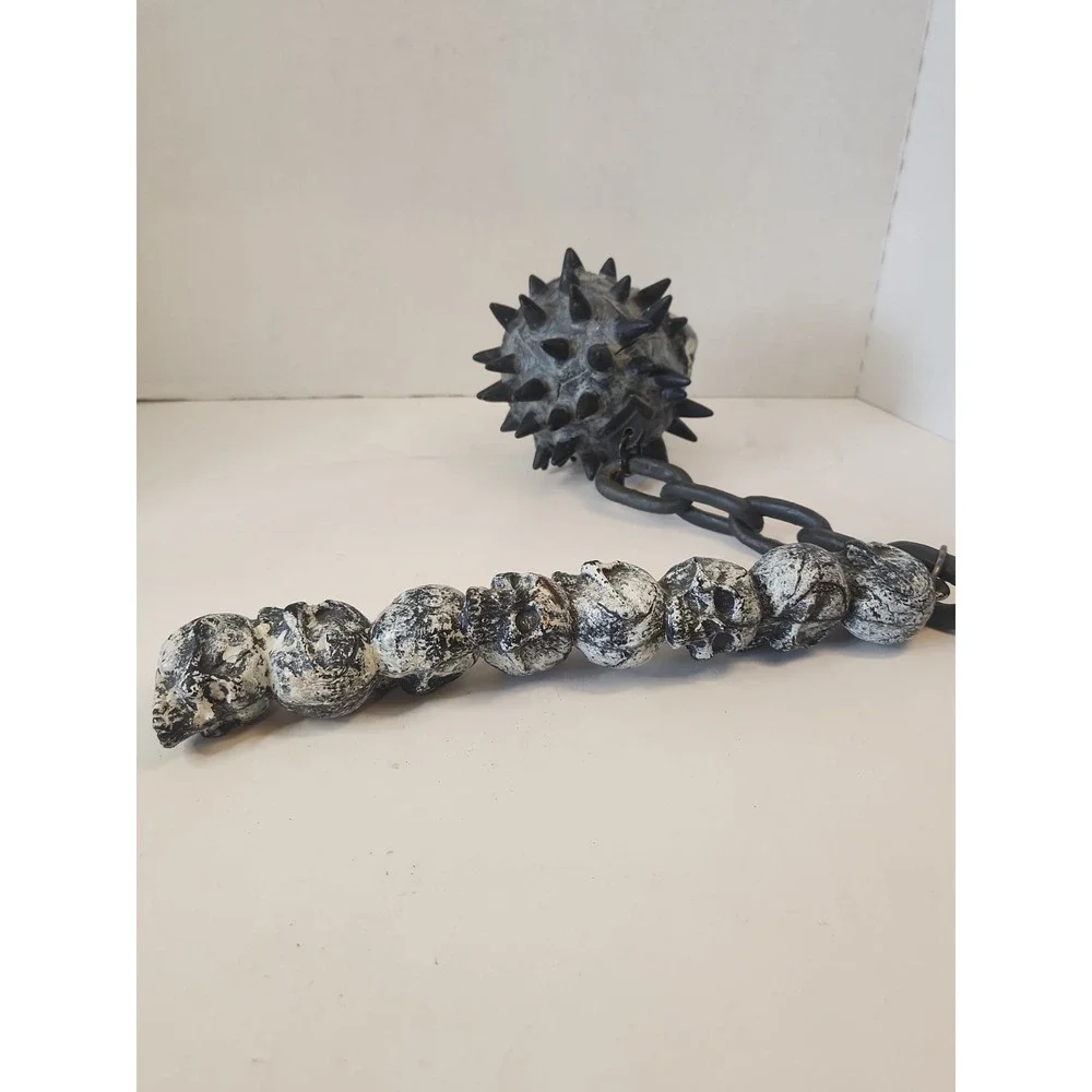Vintage Skull Flail Mace And Chain Skeleton Medieval Costume Cosplay Rubies 1995